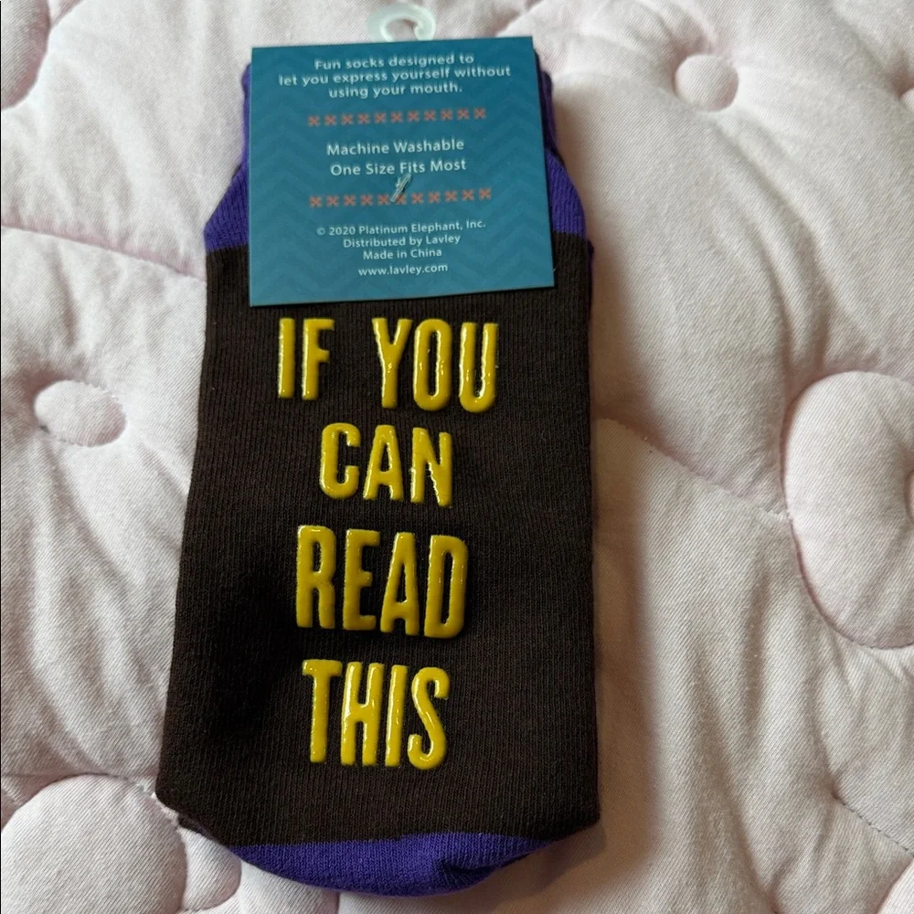Black Crew Socks with Yellow 'Bring Me Some Donuts' Text